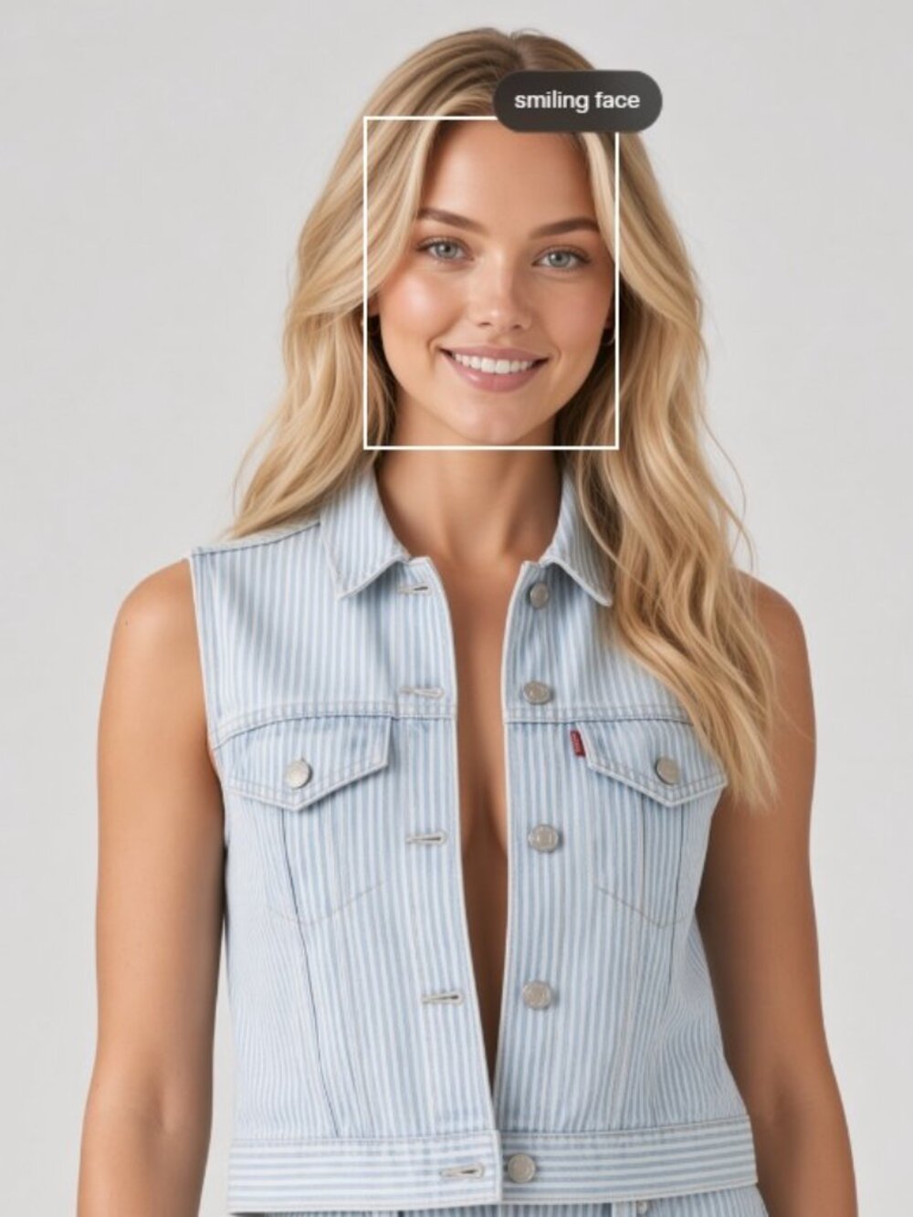 NEW Levi's Women's Shrunken 90's Handywoman Medium Blue Striped Vest - Picture 6 of 6
